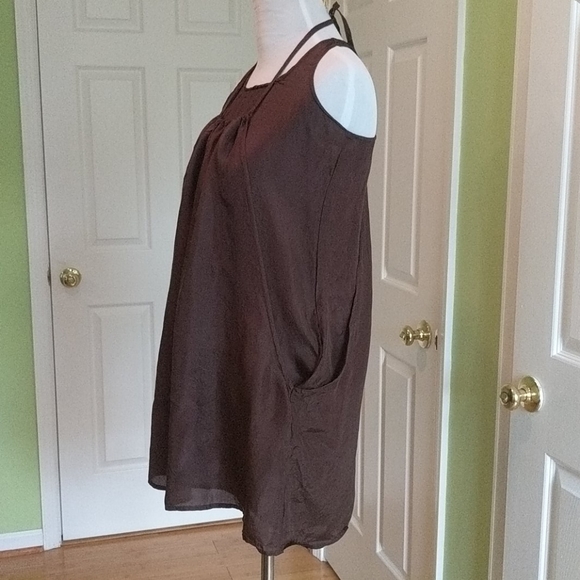 Silk Halter Mini Dress in Rich Brown, Size XS - Picture 5 of 8